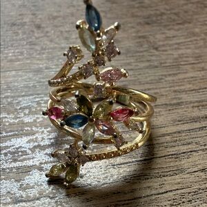 Elegant Multicolor Gemstone Floral Ring